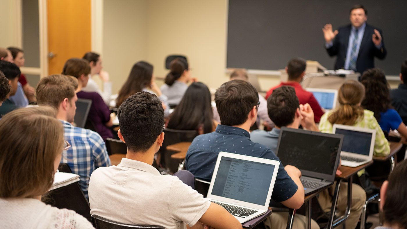 Students engaged in theological instruction